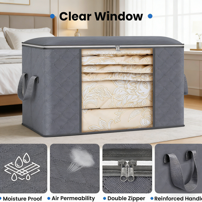 3-Layer Non-Woven Fabric Storage Bag with Clear Window, Moisture-Proof Closet Organizer