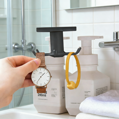 360° Rotating Under-Cabinet Hook Rack, Multi-Purpose Hanging Organizer for Kitchen & Bathroom