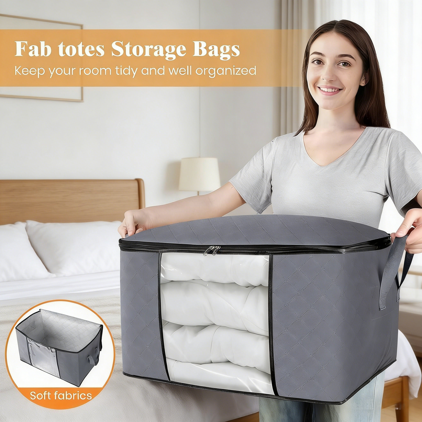 3-Layer Non-Woven Fabric Storage Bag with Clear Window, Moisture-Proof Closet Organizer