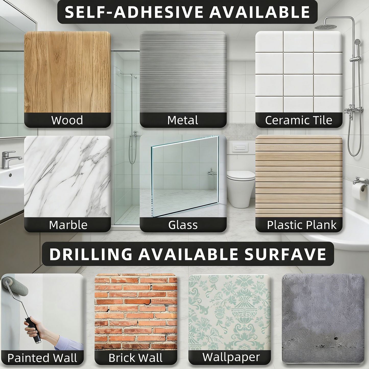 Aluminum Paper Towel Holder, Self-Adhesive & Drilling Mount, Horizontal/Vertical Under Cabinet Organizer