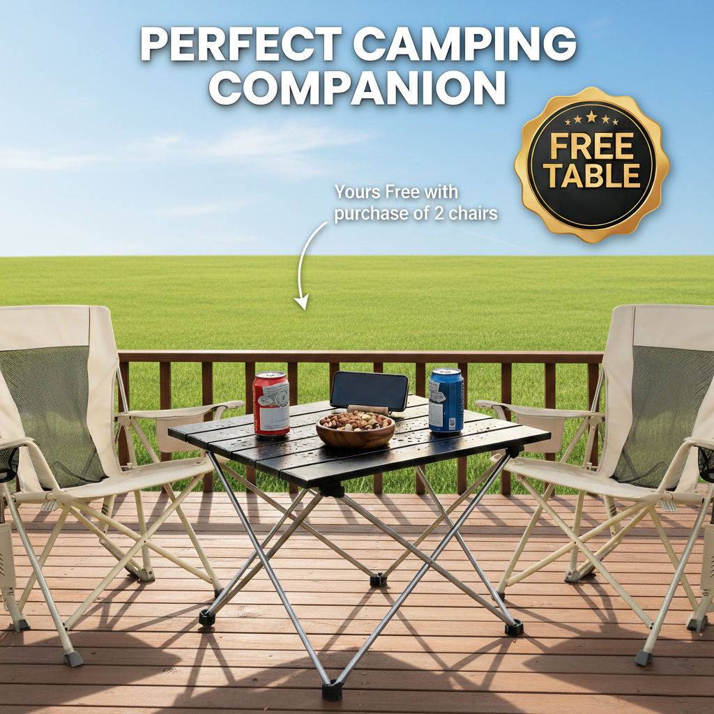 FernHome  Spring-Action Folding Outdoor Rocking Chair, 350 Lbs Capacity Portable Camping Chair with Cup Holder