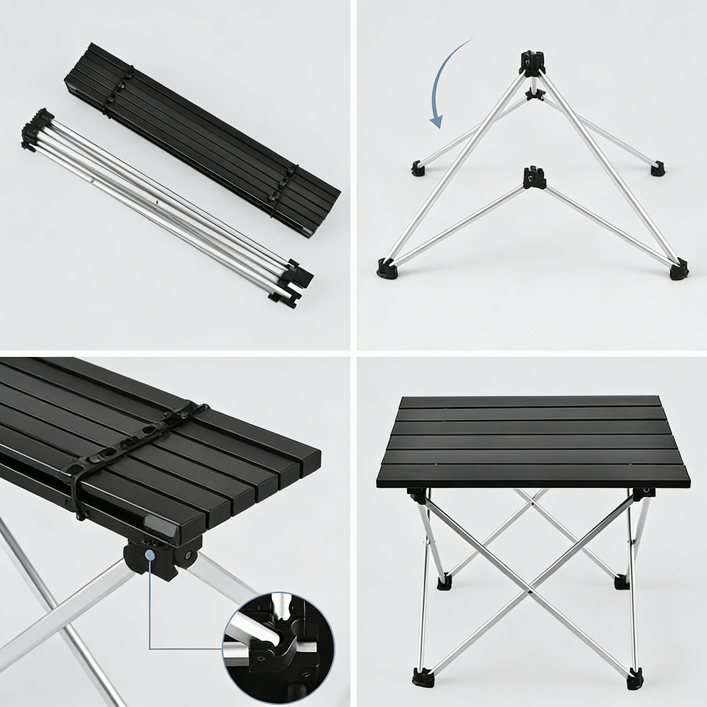 Ultralight Aluminum Folding Camping Table, Compact Portable Low Table with Carry Bag