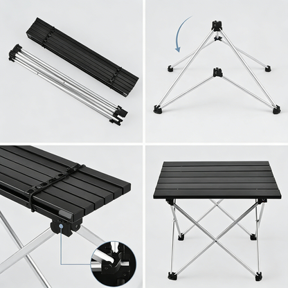 Ultralight Aluminum Folding Camping Table, Compact Portable Low Table with Carry Bag