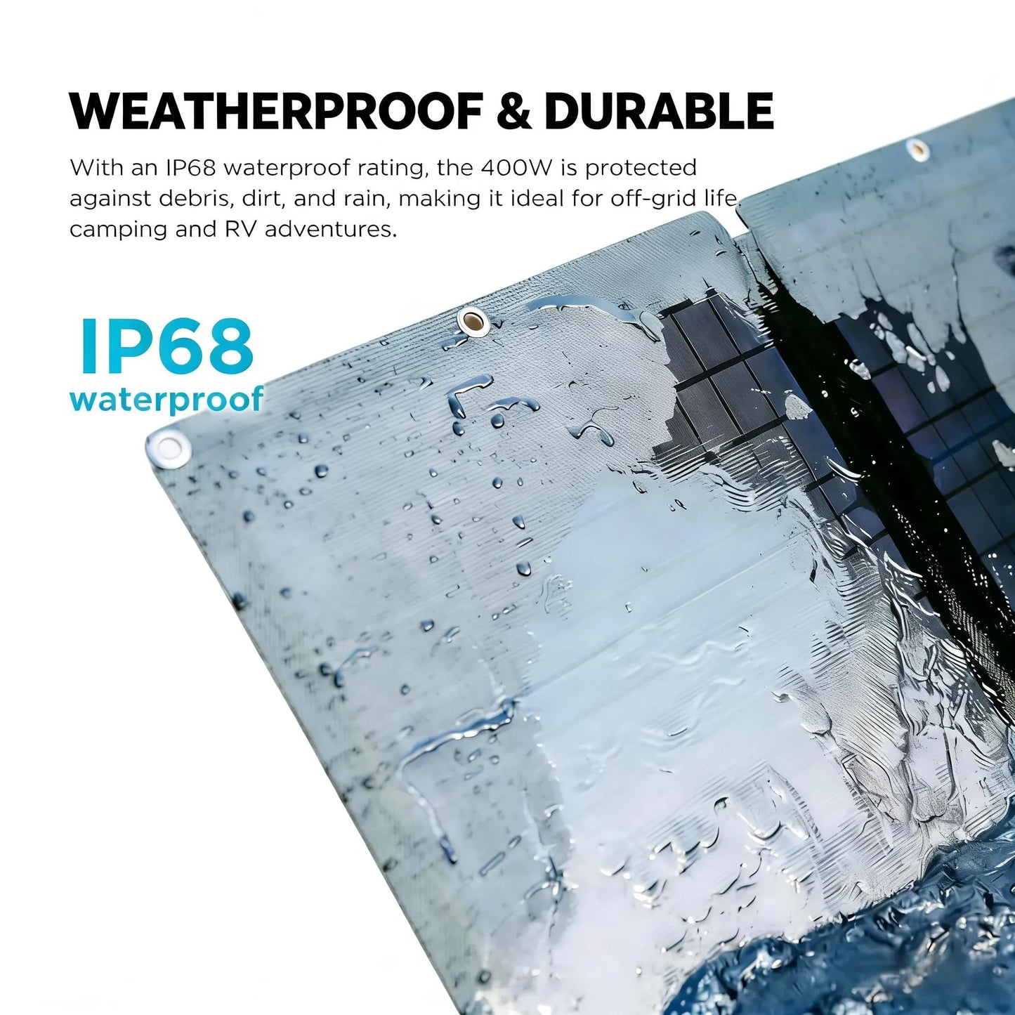 400W Portable Solar Panel, Foldable & IP68 Waterproof with Adjustable Kickstand, Reliable Power for Outdoor Adventures